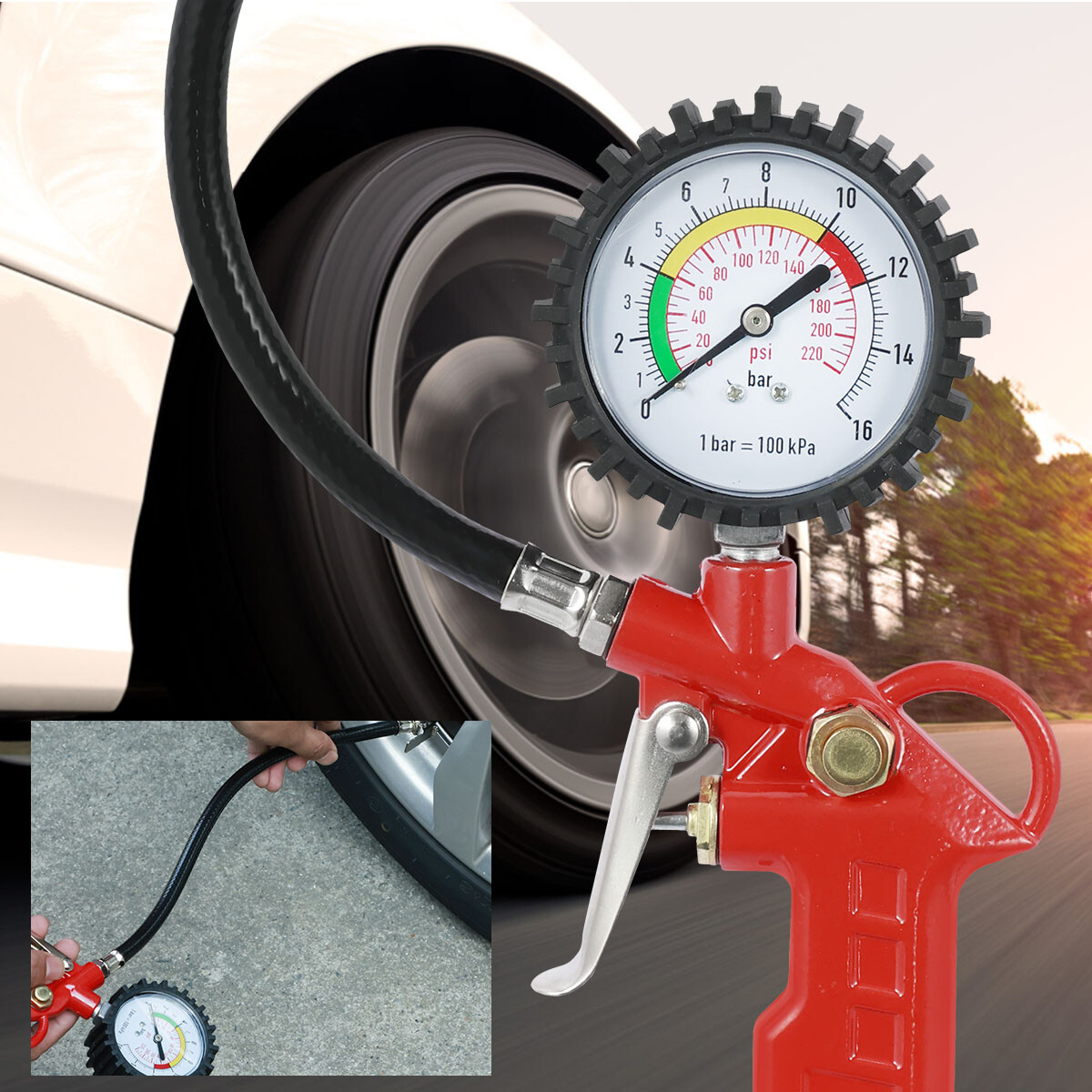 Triple Display Digital Air Pressure Gauge Kit - 0-220 PSI With 3 Sensors For Air Suspension