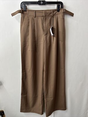 New STRAVIDARIUS Women's Brown Wide Leg Trousers US 4, EU 36, 30x32
