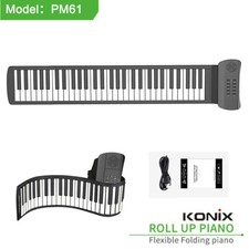 KONIX 61 Key Roll Up Piano Folding Electronic Keyboard Electric Digital