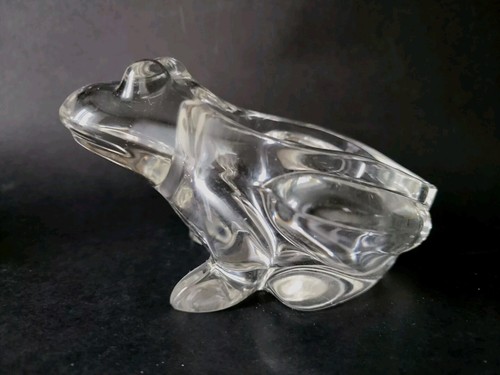 Vintage Kristall Frosch Süßigkeiten Schale oder Votivkerzenhalter 3,5"T×6"L - Bild 1 von 14