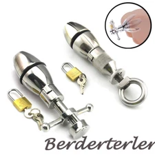 Anal Open Dilator ButtPlug Stainless Steel Anal Plug With Chastity Lock Sex Toys