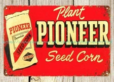 Seed sign, Pioneer Seed Corn metal tin sign farm ranch decor wall art
