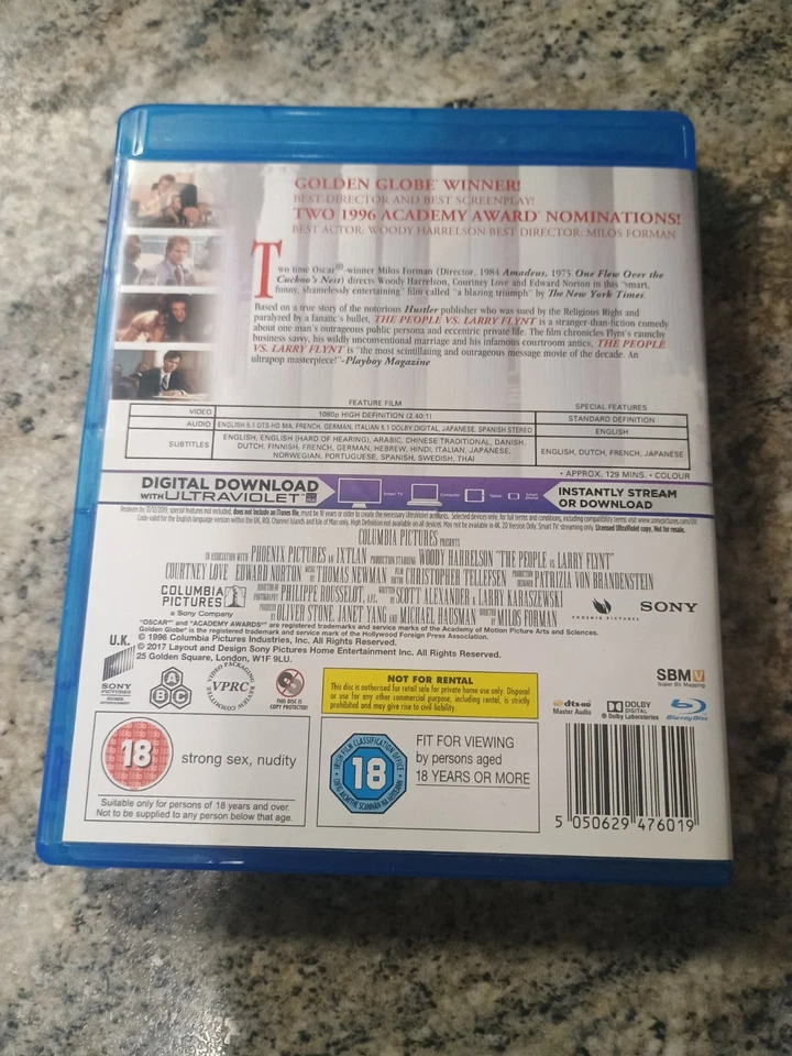 The People vs Larry Flynt Blu-ray Biographical Drama Woody Harrelson - Image 3 of 3