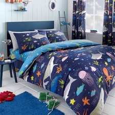 Bedlam Kids Sea Life Glow In The Dark Duvet Cover Set Multi Kids Bedding UK