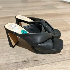 Vince Camuto Elmindi Leather Knotted Platform Sandal Heels Black 7.5