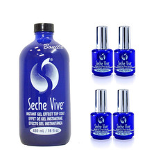 Vive Professional Kit, Instant Gel Effect Top Coat for Nail Polish, 16 Oz & 4 Pa