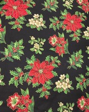 1 Yard Christmas Flowers Holly 60 Wide 100 Cotton