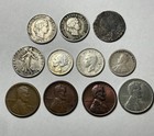 Lot Of 11 Mixed Coins Silver Copper Steel Foreign U.S. — photo 1