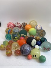 Vintage Lot of 35 Bouncy Balls Hard Rubber Swirl Glitter Mixed Snake Butterfly
