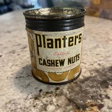 Vintage Planter’s Cashew Nuts Tin 4 oz W/ Original Lid Key-wind  Mr. Peanut