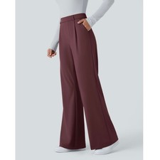 New Halara Women's Red Mahogany DayStretch High Waisted Work Flare Pants Size S