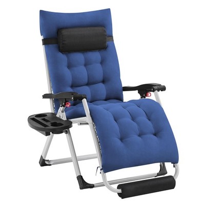 Zero Gravity Chair, Folding Reclining Lounge Recliner w/Removable Pad, Navy Blue