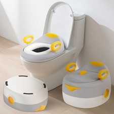 Baby 3-in-1 Potty Training Toilet Seat Kids Toddler Step Stool Grey Detachable