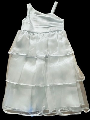 Kiki USA Princess White Tiered Tulle Satin Girls Dress Sz 8 Party Formal Easter