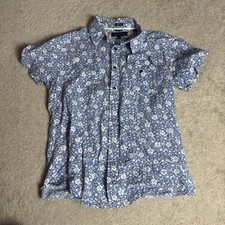Tommy Hilfiger Mens Slim Fit Floral Button Up Shirt Large Blue