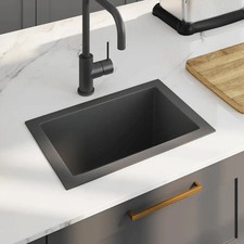 vidaXL Handmade Kit. Sink Blk Stainless Steel 17.3x11.4 Single Bowl Undermount