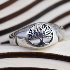 Size 9, vintage sterling silver handmade ring, 925 filigree tree band