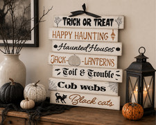 Halloween Wall Decoration - "Trick or Treat" Haunted Houses Other Spooky Sayings