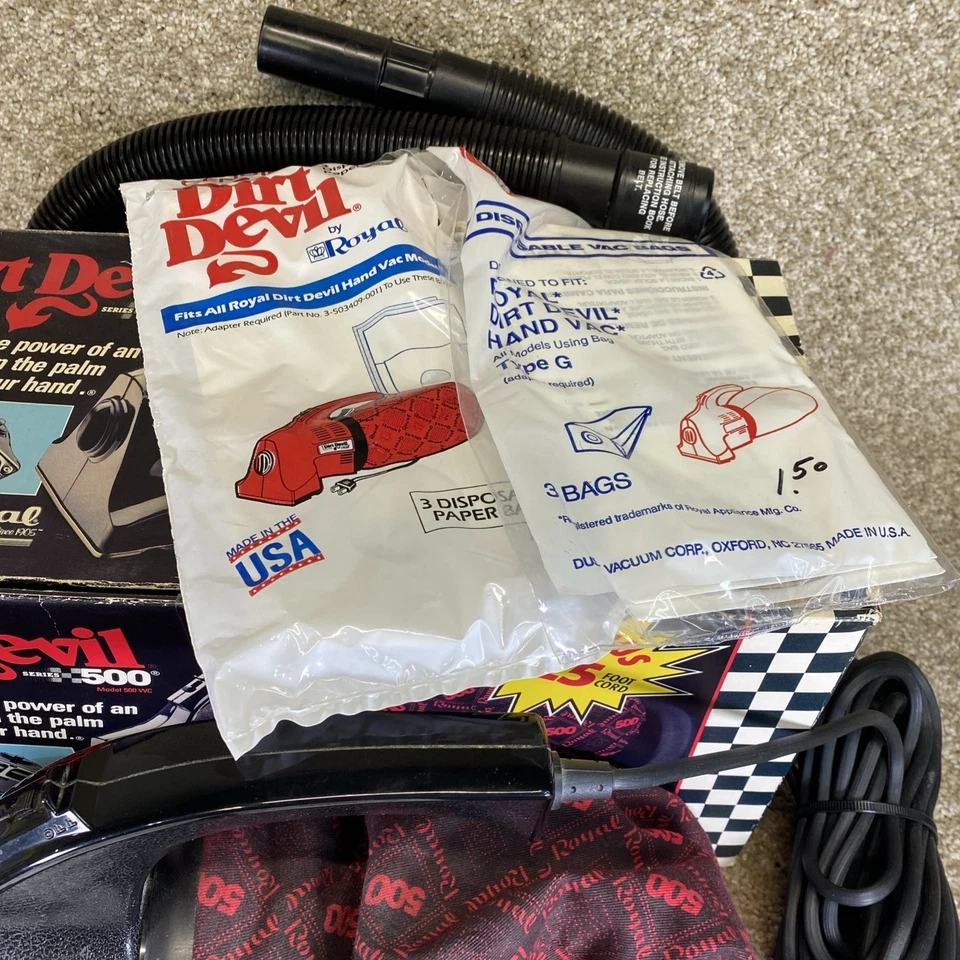 Dirt Devil Royal 500 Series Hand Vac 25' Cord W Attachments Small Vacuum & Box - Image 4 of 4
