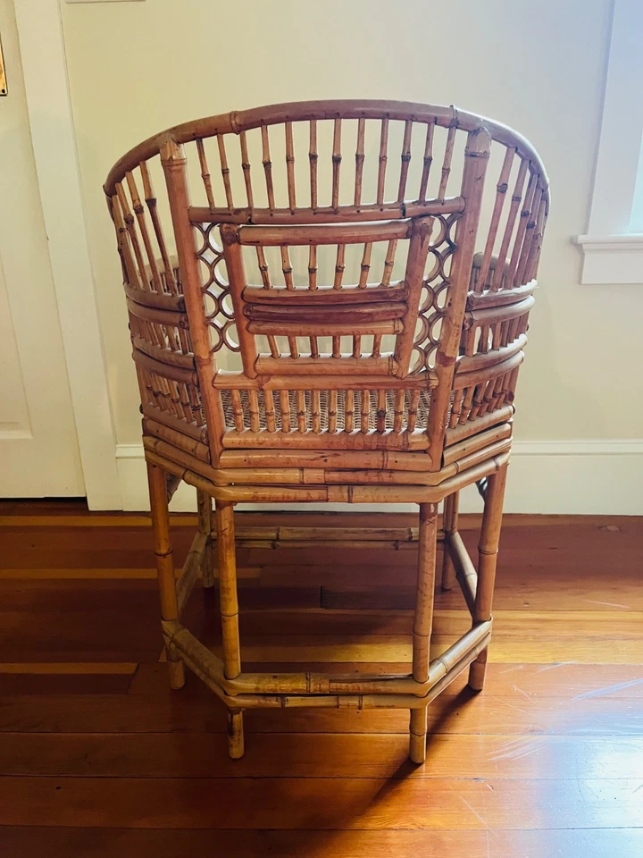 Vintage Brighton Style Bamboo Armchair with caned seat in Chinoiserie style. - Image 4 of 4