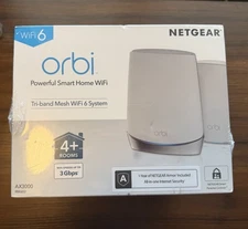 Netgear Orbi Tri Band Mesh Whole Home WiFi 6 AX3000 RBK652S 2PK BRAND NEW SEALED