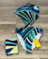 Emilio Pucci One Piece Swimsuit Blue and Green Size Small New With Tags