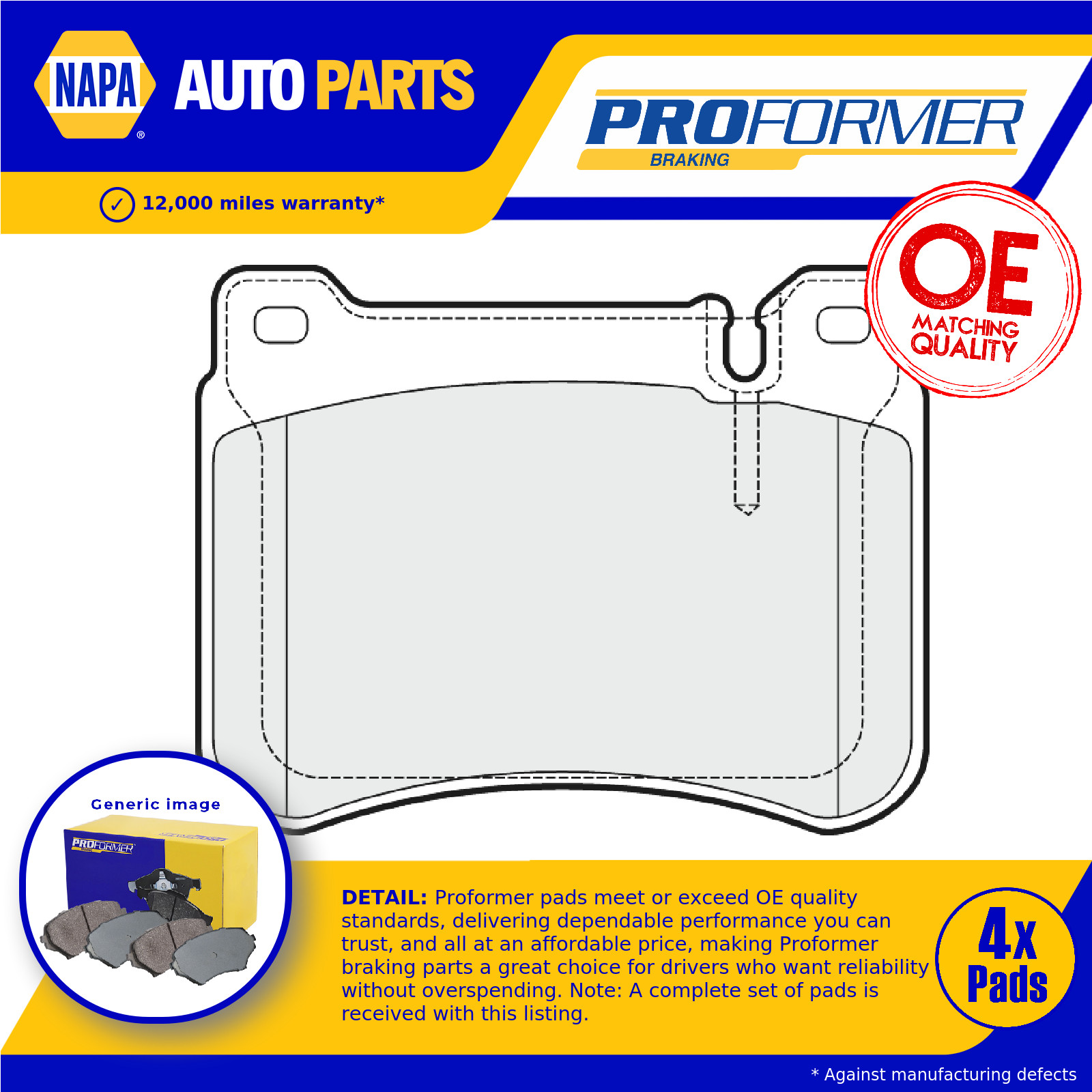 Brake Pads Set fits MERCEDES C180 1.8 Front 02 to 08 Proformer 0044205120