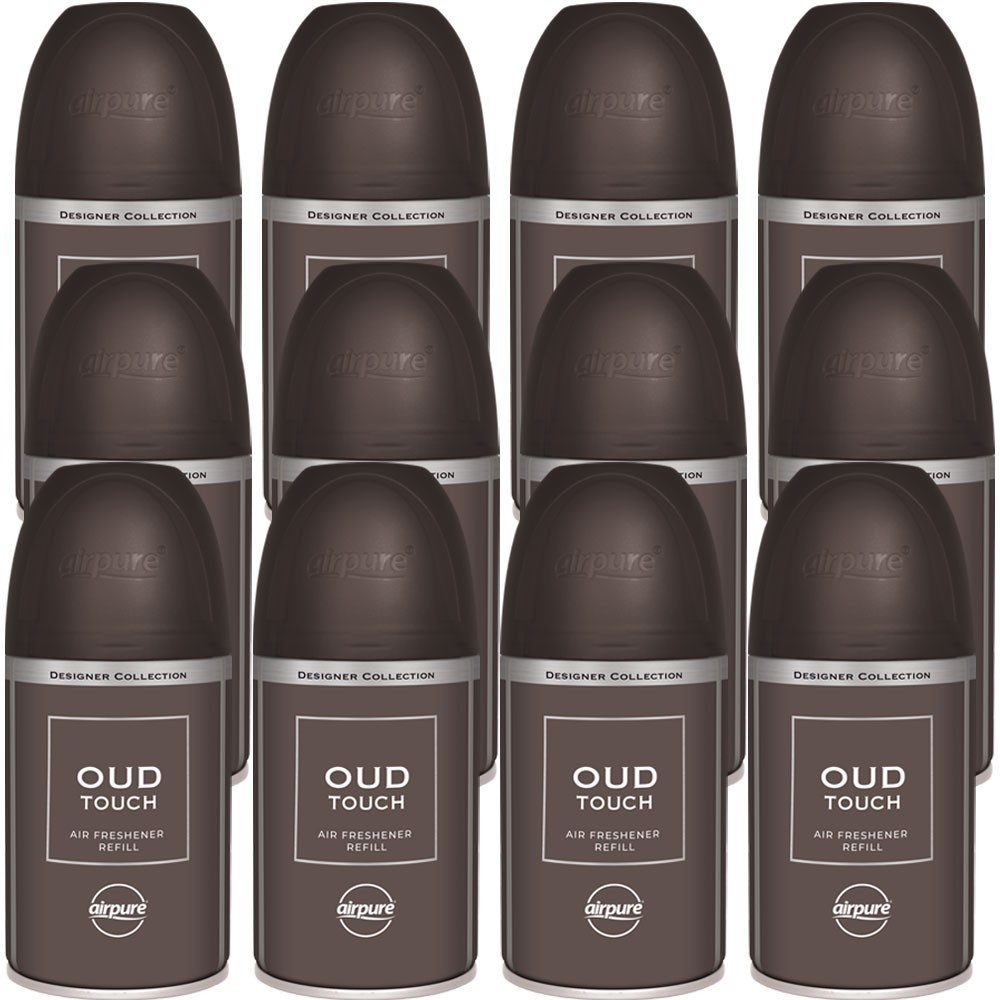 12 x AirPure Designer Collection Oud Touch Automatic Air Freshener Refill 250ml