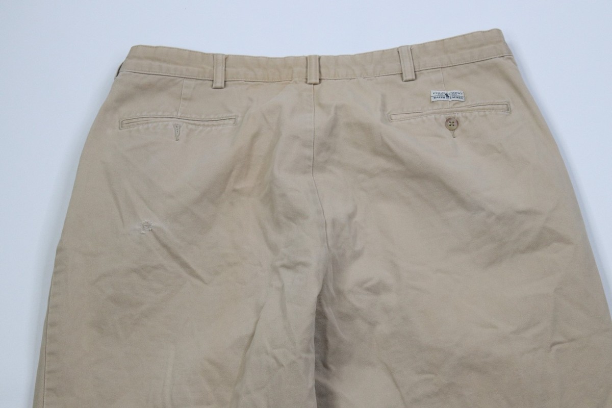 Vintage 90s Ralph Lauren Mens 34x32 Distressed Cuffed Chino Pants