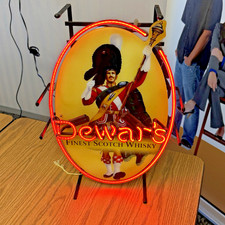 Dewar’s Scotch Whisky Neon Sign 20” Bar Mancave Sign RARE VGC