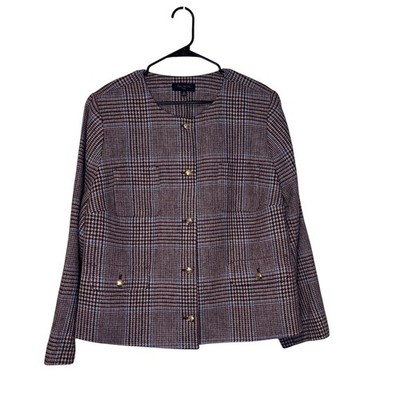 Talbots Women's Blazer Houndstooth Career Office Jacket Wool Blend Plus 18W NWT
