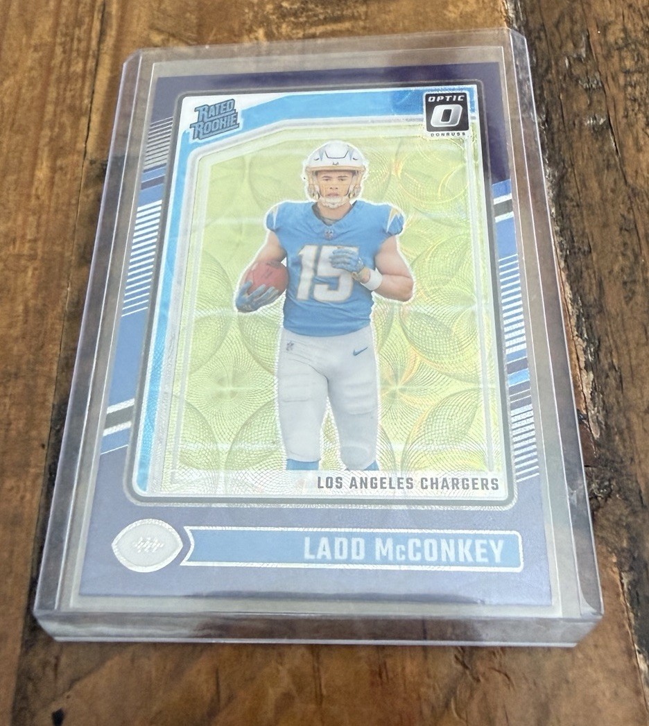 2024 Panini Donruss Optic - Rated Rookie Ladd McConkey #266 Blue Scope Prizm