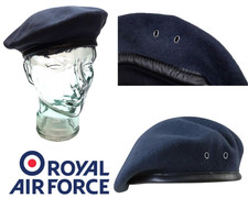 RAF Beret Cap British Air Force Uniform  100% Wool Blue Grey Size 56cm