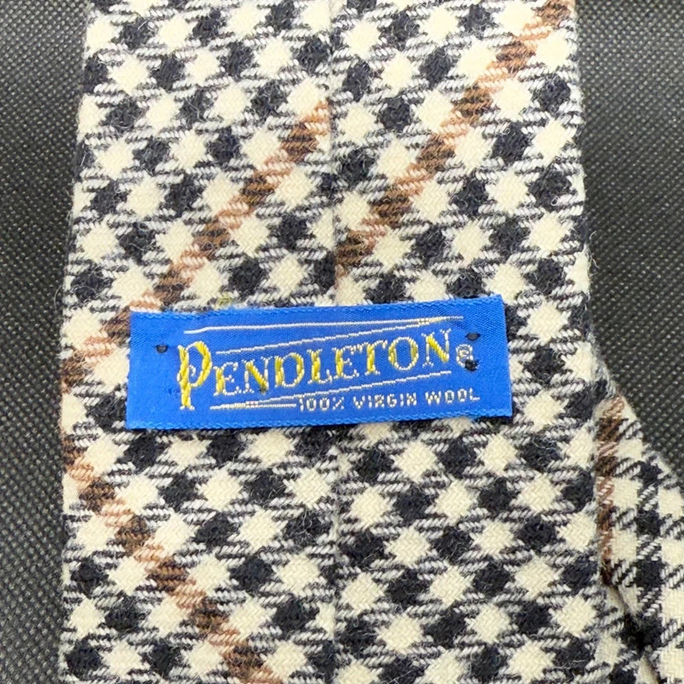 Corbata de lana a cuadros Pendleton vintage de pata de gallo para hombre hecha en EE. UU. 56" X 3" Foto 4 de 4