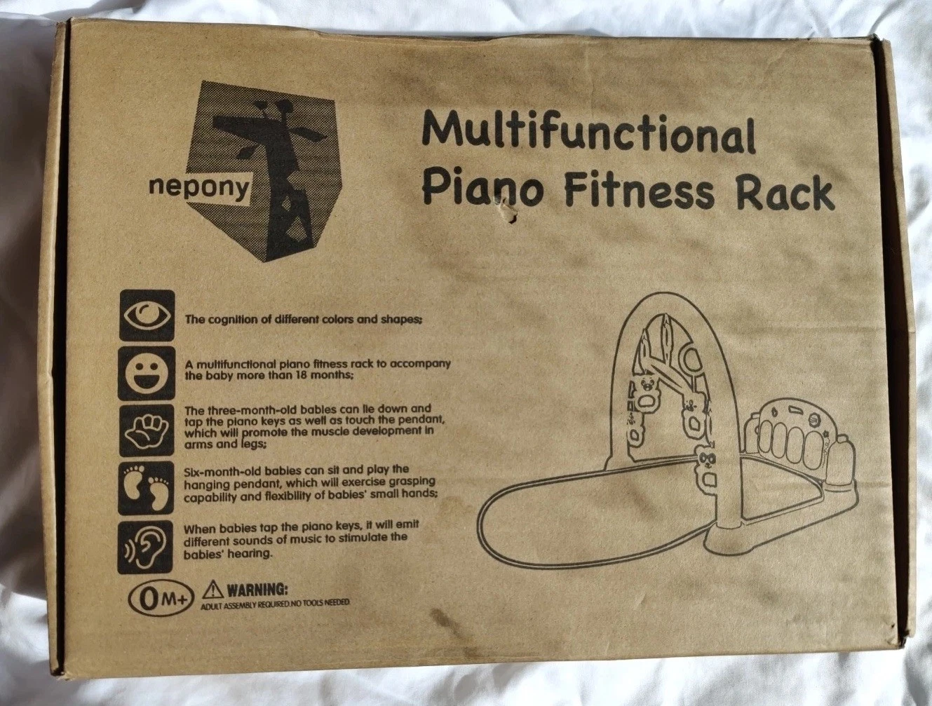 Baby Play Mat with Kick and Play Piano Multifunctional Fitness Rack 0-12 Months