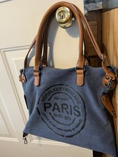 Denim Blue Large Canvas Tote/Shoulder Bag, New