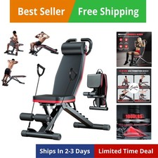 Adjustable Weight Bench, Workout Benches with Leg Extension  Extended Headre...