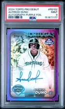 2024 Topps Pro Debut Alfredo Duno Auto Purple Foil #/299 PSA 9