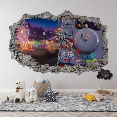 Toy Story 4 Woody Buzz 3D Smash Wandtattoo Aufkleber Kinderzimmer 120 cm B x 80 H