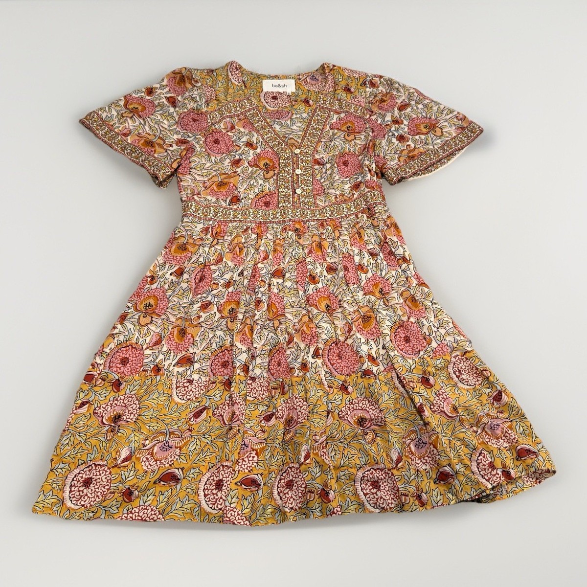 ba&sh mini dress NWT NEW BA&SH BASH FLIRTY FLORAL MINI DRESS SIZE 1 SMALL ROBE NOAM LADY DRESS