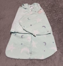 HALO SleepSack Swaddle Baby Safe Sleep Made Easier Mint Moon Stars NB 0-3M 0-6 M