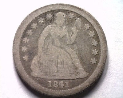 1841-O SMALL O SEATED LIBERTY DIME VERY GOOD+ VG+ NICE ORIGINAL COIN BOBS COINS