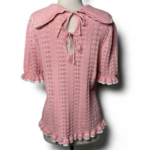 Top de ganchillo Y2K Coquette talla L rosa con volantes Fairycore Cottagecore Balletcore - Imagen 6 de 13