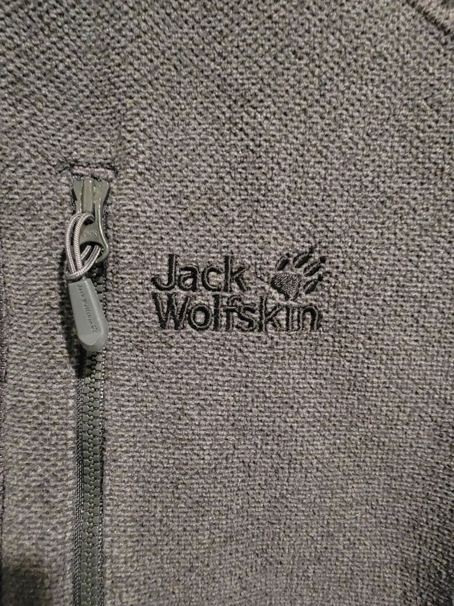 Jack Wolfskin Jacket Mens Medium Gray Full Zip Fleece Hooded