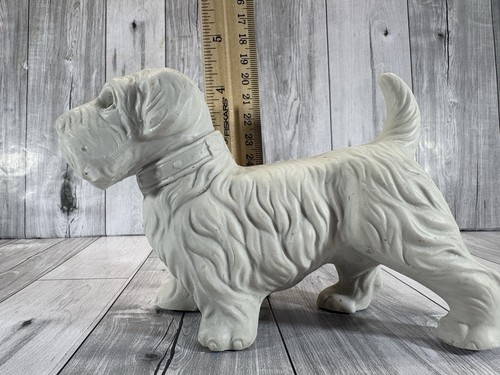 Vintage Terrier Dog Figurine White Bisque Mold to Paint 4.5" T x 6" L Japan - Picture 12 of 13