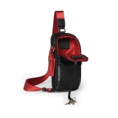   NEW TUMI Alpha Bravo Compact Sling Bag Black Red Ballistic Nylon Crossbody