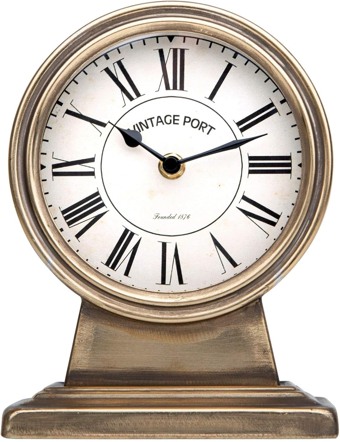 Vintage Gold Mantle Clock Silent Non Ticking Battery Operated Rustic Table Desk