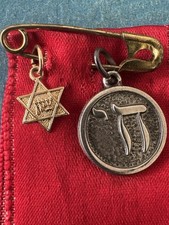 Colgantes antiguos de oro de 14k y estrella judía de ley de David y chai hebreo