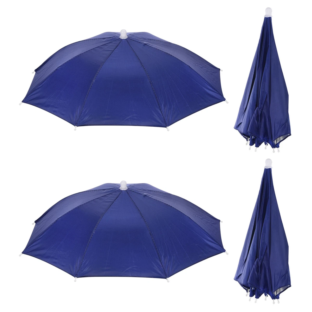 5 Pezzi Cappello Ombrello, 50cm Ombrello per Pioggia, Ombrello da Testa Pioggia con Elastico, Pieghevole Ombrello da Testa Adatto per Attività All'aperto Pesca Escursionismo Alpinismo Golf (Colore