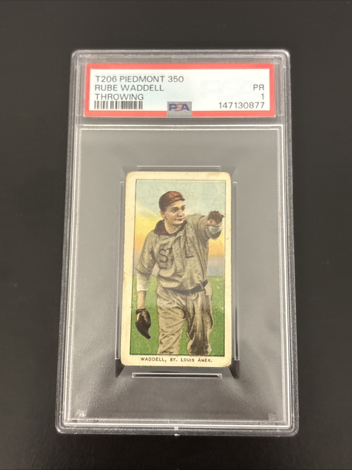 PSA POP-11, T206 Piedmont 350 RUBE WADDELL THROWING-PSA 1
